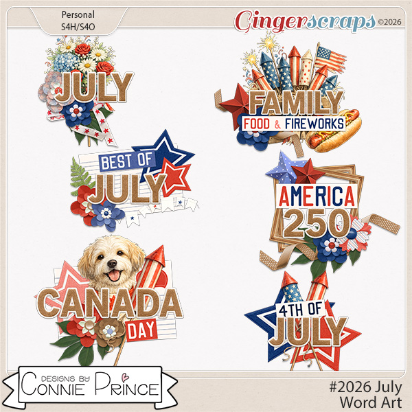 #2026 July - Word Art Pack by Connie Prince