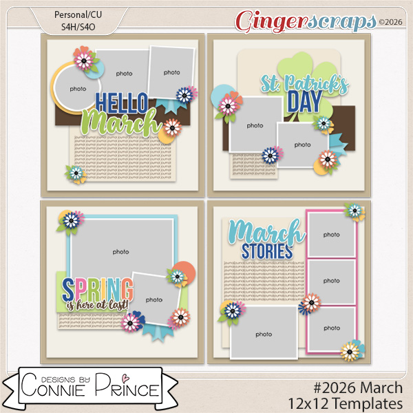 #2026 March -  12x12 Templates (CU Ok) by Connie Prince