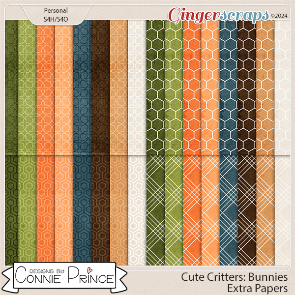 Cute Critters : Bunnies - Extra Papers by Connie Prince