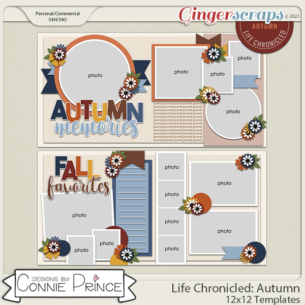 Life Chronicled: Autumn -  24x12 or 12x12 Templates (CU Ok) by Connie Prince