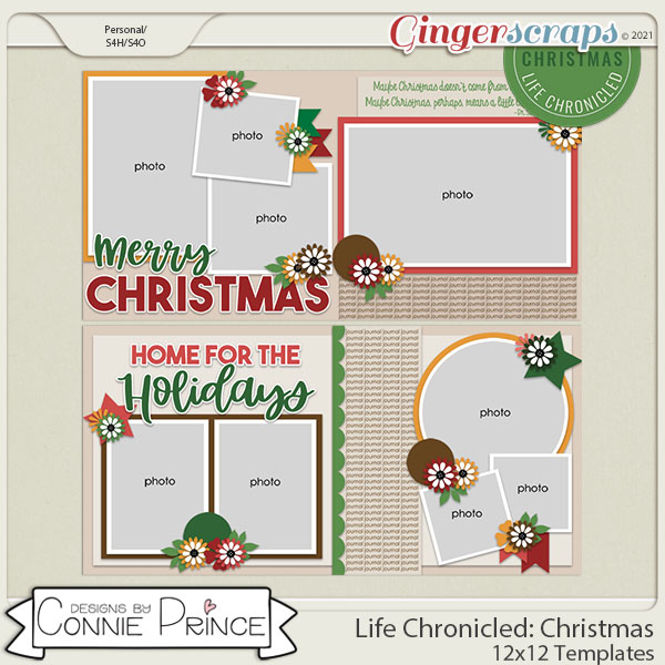 Life Chronicled: Christmas -  24x12 or 12x12 Templates (CU Ok) by Connie Prince