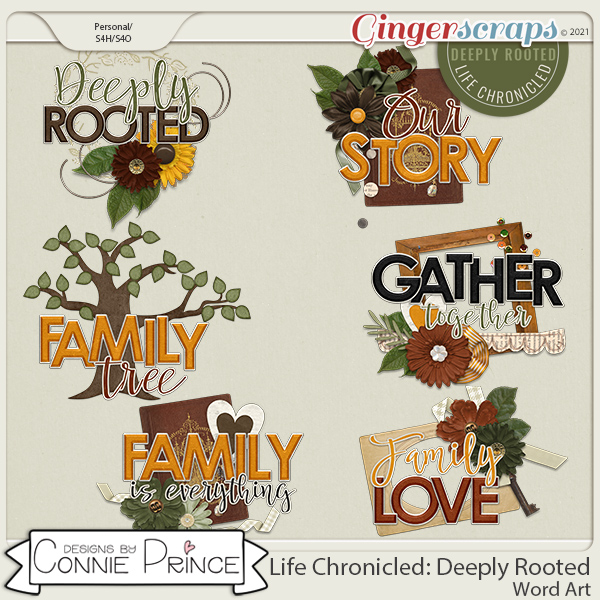 Life Chronicled: Deeply Rooted - Word Art Pack by Connie Prince