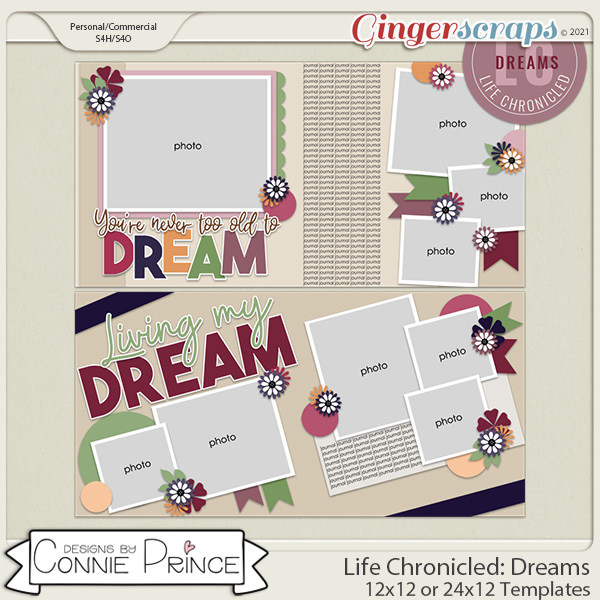 Life Chronicled: Dreams -  24x12 or 12x12 Templates (CU Ok) by Connie Prince