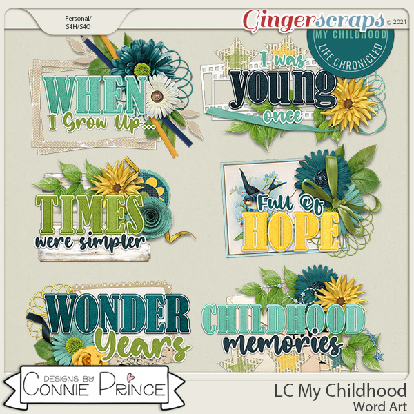 Life Chronicled: My Childhood - Word Art Pack by Connie Prince