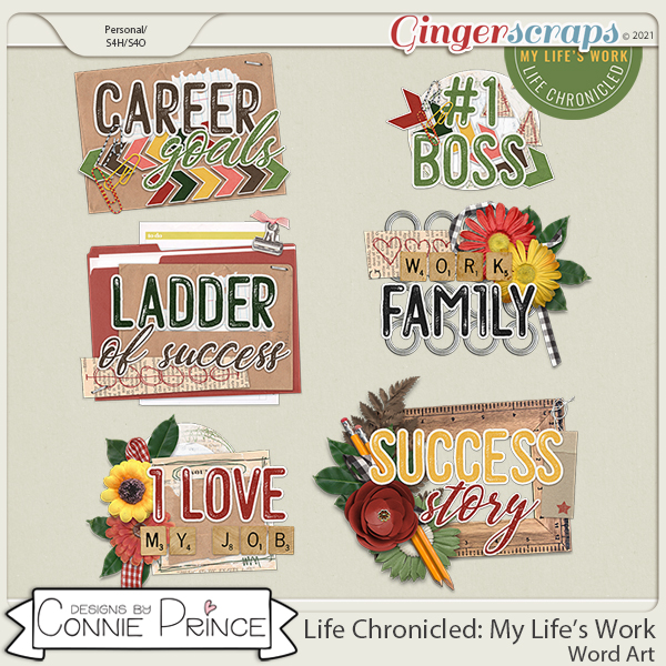 Life Chronicled: My Life's Work - Word Art Pack by Connie Prince