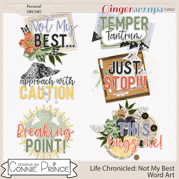 Life Chronicled: Not My Best - Word Art Pack by Connie Prince