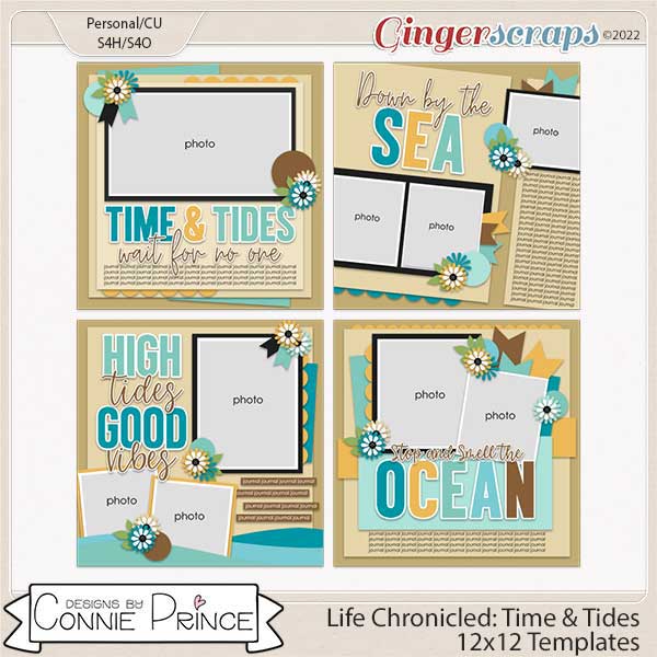 Life Chronicled: Time & Tides -  12x12 Templates (CU Ok) by Connie Prince