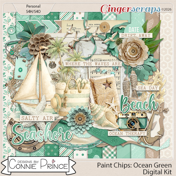 Paint Chips Ocean Green - Kit by Connie Prince