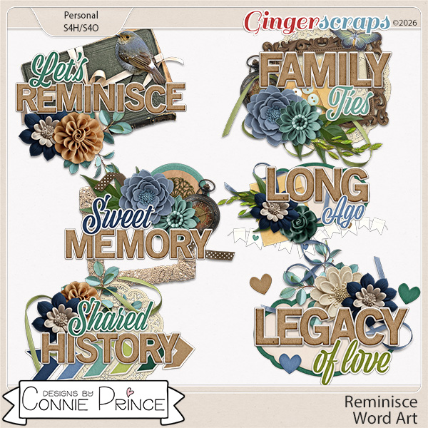 Reminisce - Word Art Pack by Connie Prince