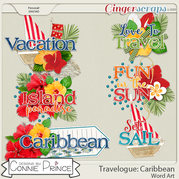 Travelogue Caribbean - Word Art Pack by Connie Prince