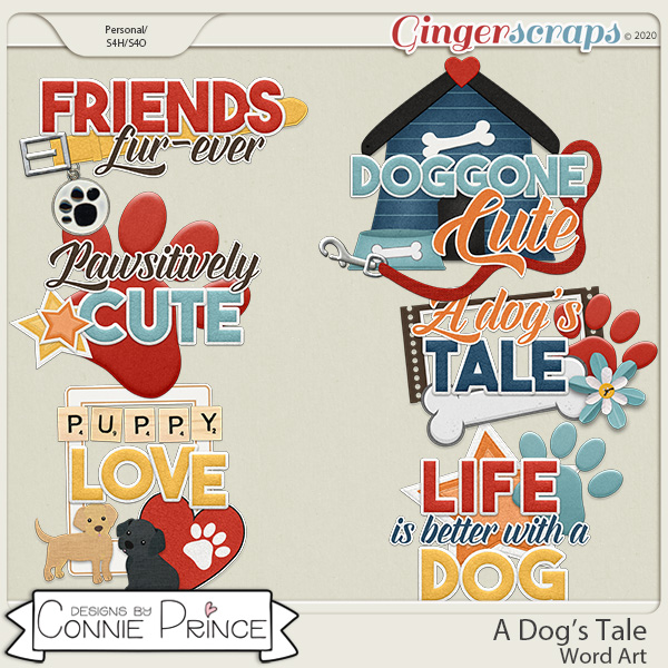 A Dog's Tale - Word Art Pack by Connie Prince