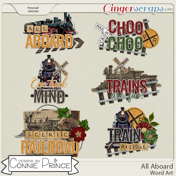 All Aboard  - Word Art Pack by Connie Prince