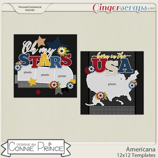 Americana  - 12x12 Templates (CU Ok) by Connie Prince