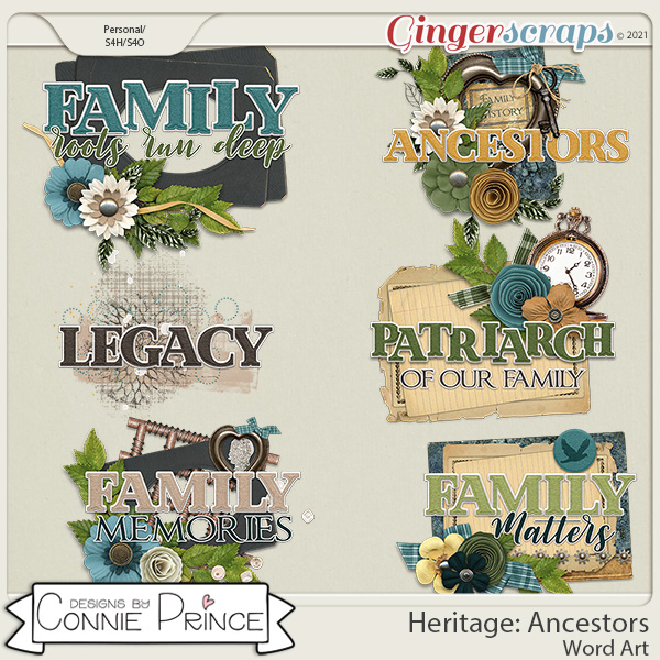 Heritage: Ancestors - Word Art Pack by Connie Prince