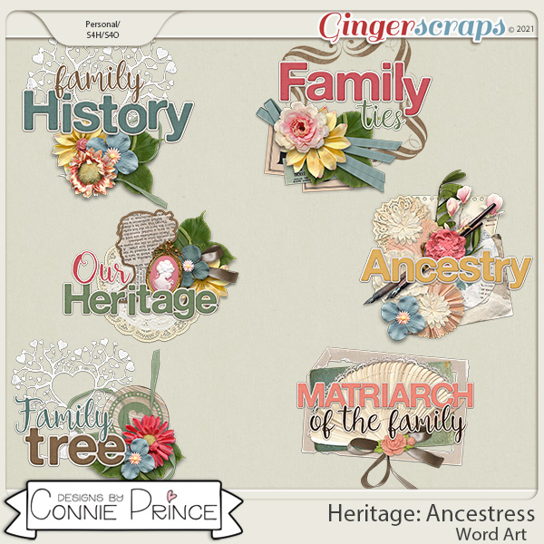 Heritage: Ancestress - Word Art Pack by Connie Prince