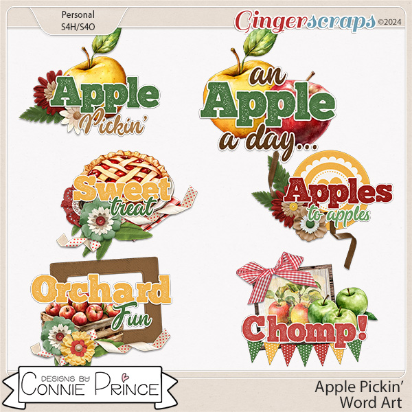 Apple Pickin' - Word Art Pack by Connie Prince