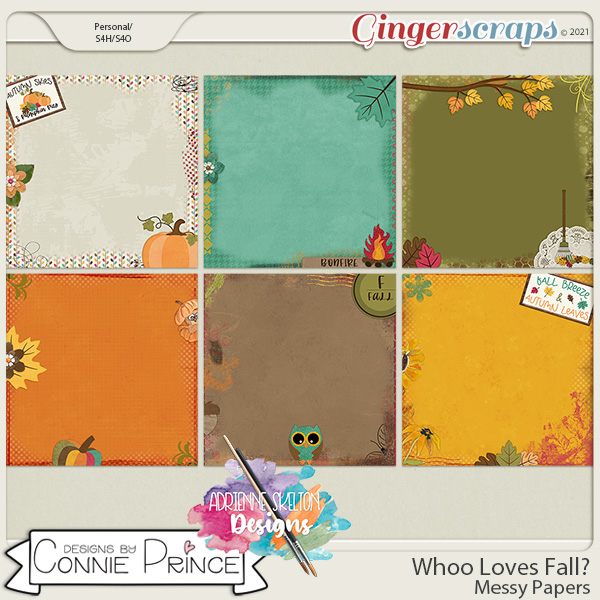 Whoo Loves Fall?  - Messy Papers by Connie Prince & Adrienne Skelton