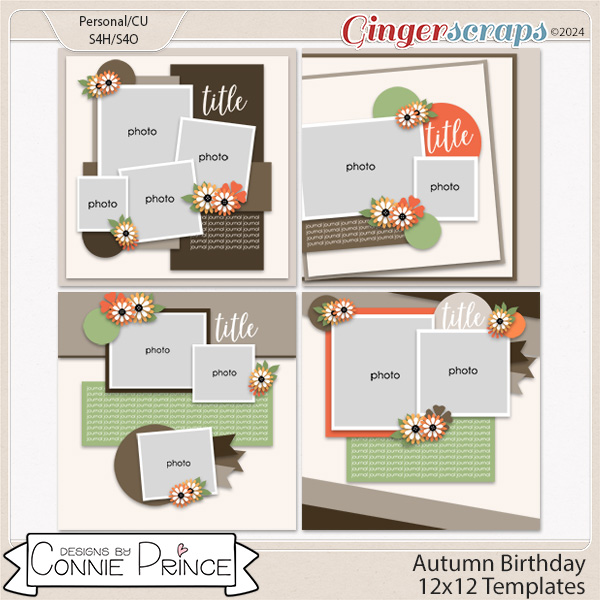 Autumn Birthday - 12x12 Templates (CU Ok)