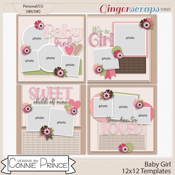 Baby Girl - 12x12 Templates (CU Ok) by Connie Prince