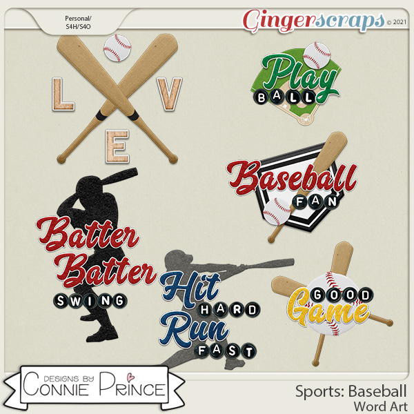 Sports: Baseball  - Word Art Pack by Connie Prince