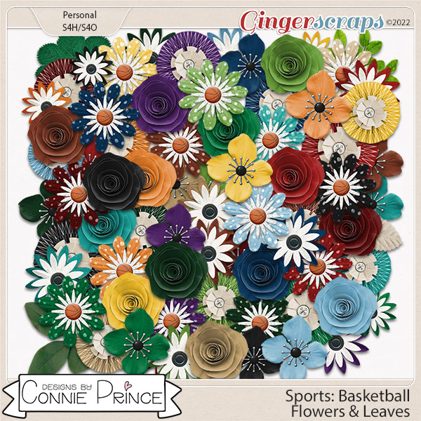 Sports: Basketball  - Flowers & Leaves by Connie Prince