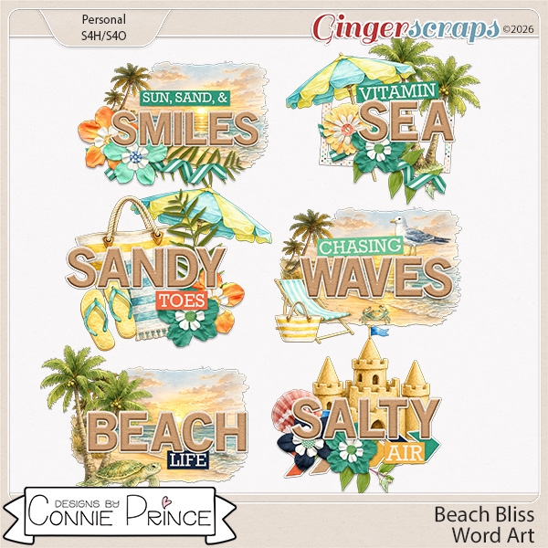 Beach Bliss - Word Art Pack by Connie Prince