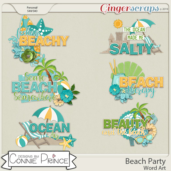 Beach Party - Word Art Pack by Connie Prince