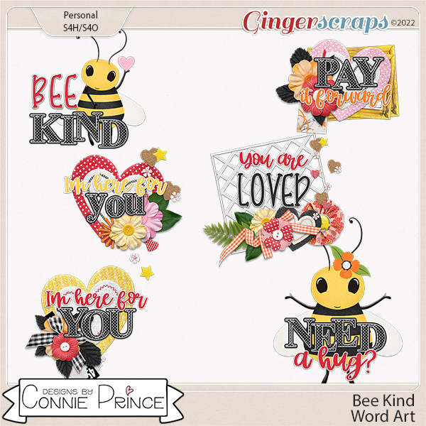 Bee Kind - Word Art Pack by Connie Prince