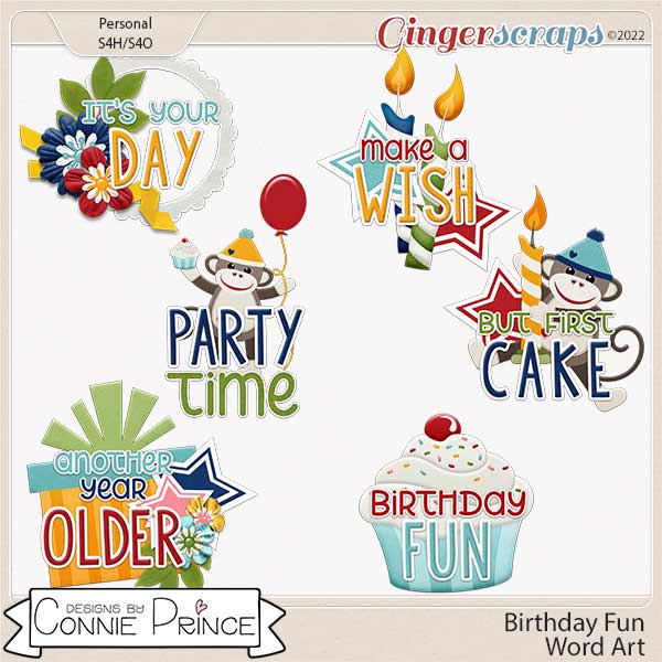Birthday Fun - Word Art Pack by Connie Prince