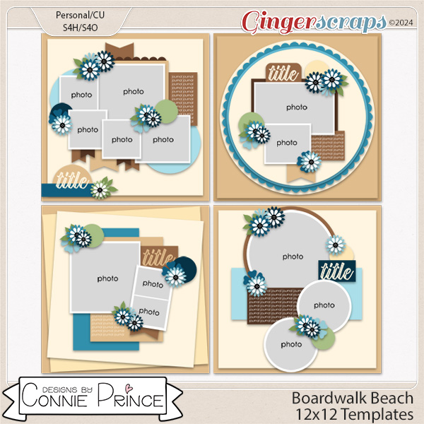 Boardwalk Beach - 12x12 Templates by Connie Prince