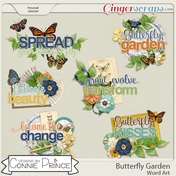 Butterfly Garden - Word Art Pack by Connie Prince