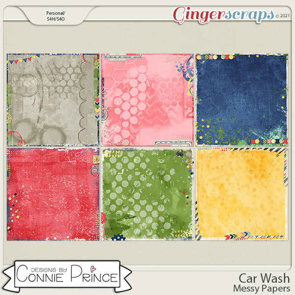 Car Wash  - Messy Papers by Connie Prince