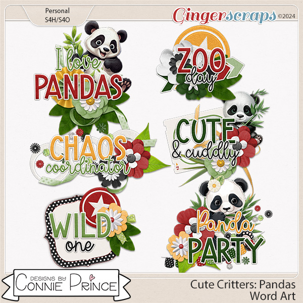 Cute Critters : Pandas - Word Art Pack by Connie Prince
