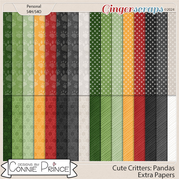 Cute Critters : Pandas - Extra Papers by Connie Prince