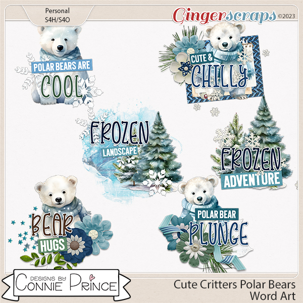 Cute Critters : Polar Bears - Word Art Pack by Connie Prince