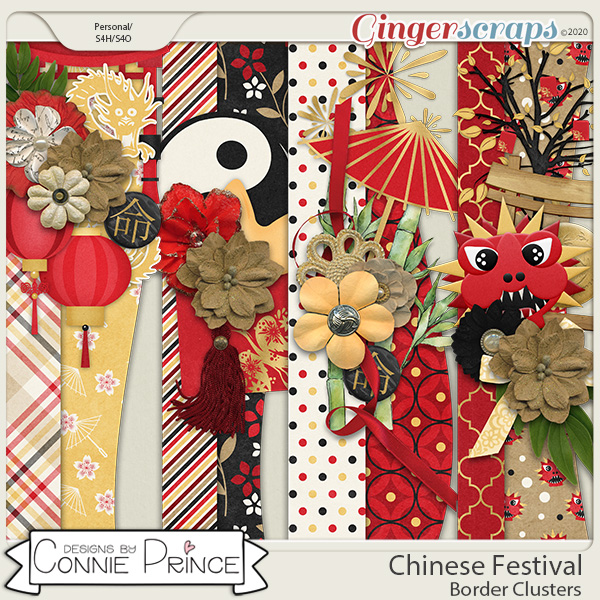 Chinese Festival - Border Clusters by Connie Prince