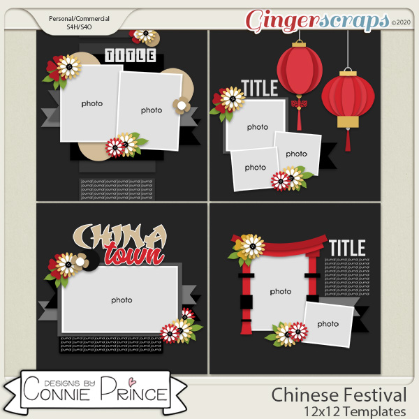 Chinese Festival - 12x12 Templates (CU Ok) by Connie Prince