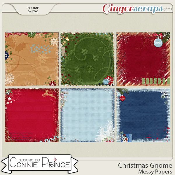 Christmas Gnome  - Messy Papers by Connie Prince