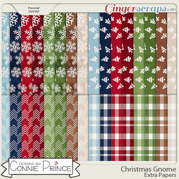 Christmas Gnome  - Extra Papers by Connie Prince