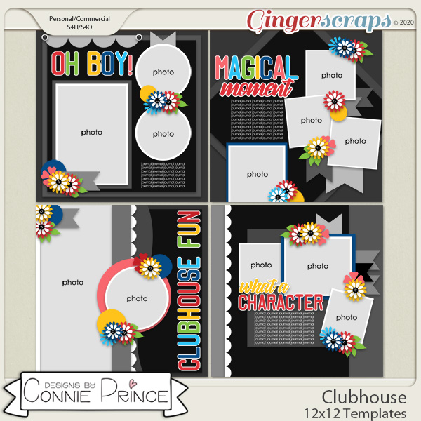 Clubhouse - 12x12 Templates (CU Ok) by Connie Prince