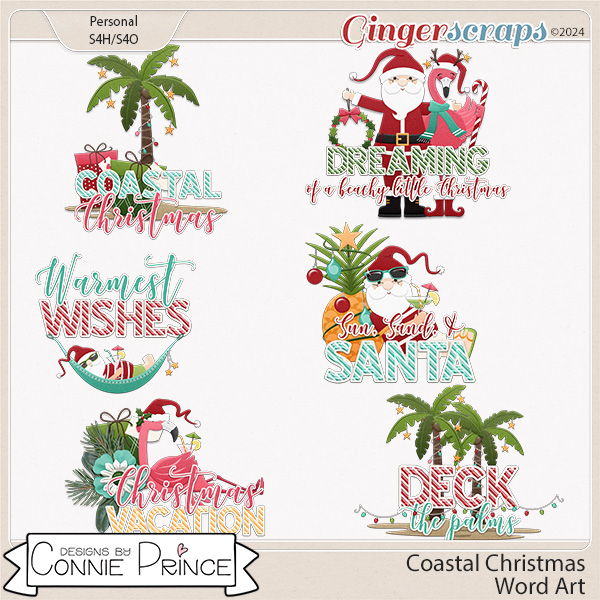 Coastal Christmas - Word Art Pack by Connie Prince