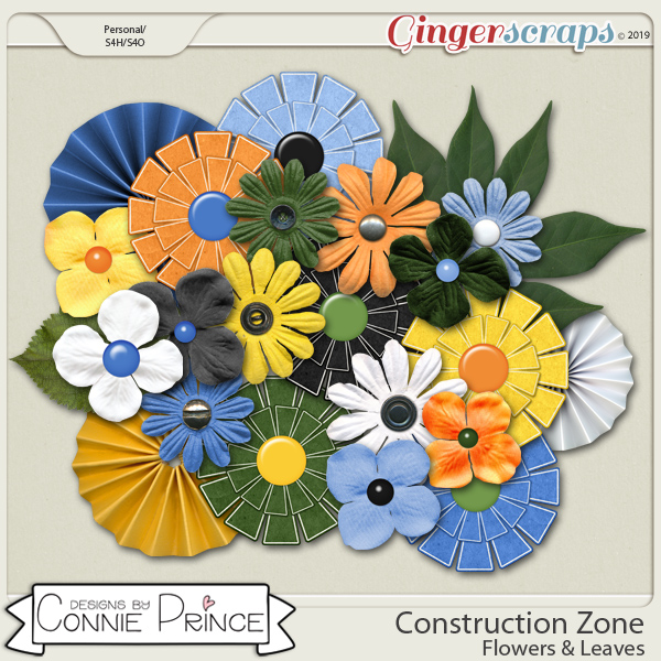 Construction Zone - Flowers & Leaves by Connie Prince