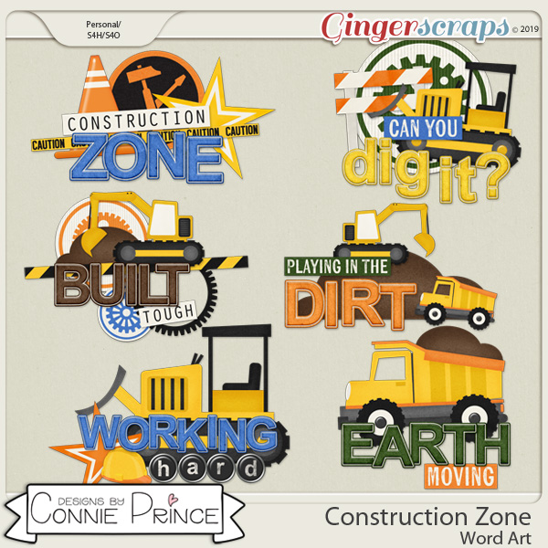 Construction Zone - Word Art Pack by Connie Prince