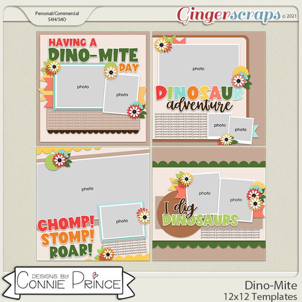 Dino-Mite  - 12x12 Templates (CU Ok) by Connie Prince