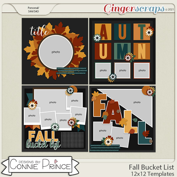 Fall Bucket List  - 12x12 Templates (CU Ok) by Connie Prince