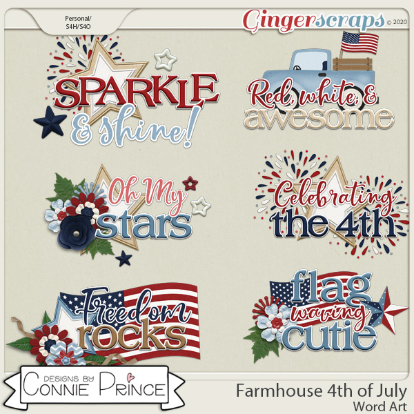 Farmhouse 4th of July - Word Art Pack by Connie Prince