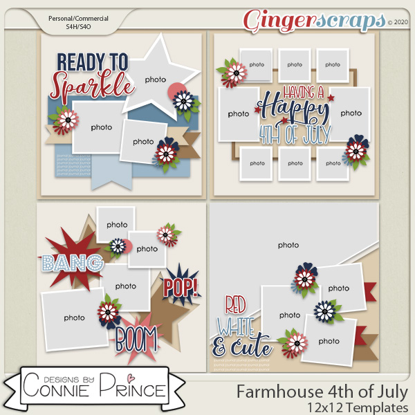 Farmhouse 4th of July - 12x12 Templates (CU Ok) by Connie Prince
