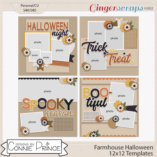 Farmhouse Halloween - 12x12 Templates (CU Ok) by Connie Prince