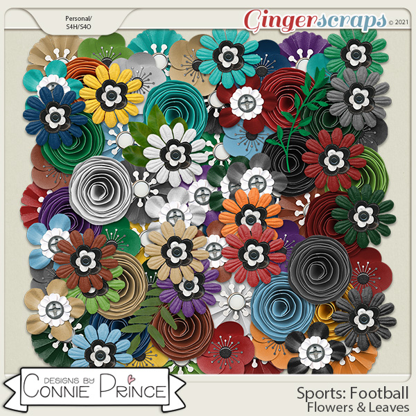 Sports: Football  - Flowers & Leaves by Connie Prince