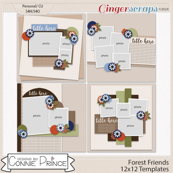 Forest Friends - 12x12 Templates by Connie Prince (CU Ok)